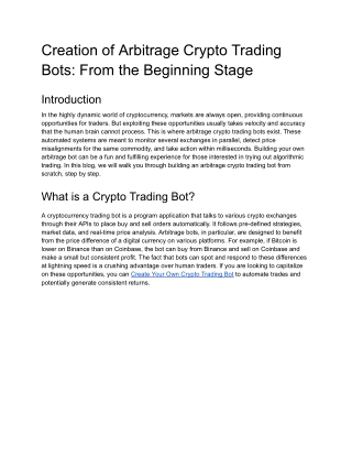 creation of arbitrage crypto trading bots from