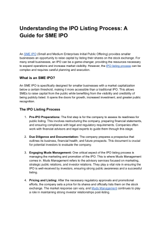Understanding the IPO Listing Process: A Guide for SME IPO