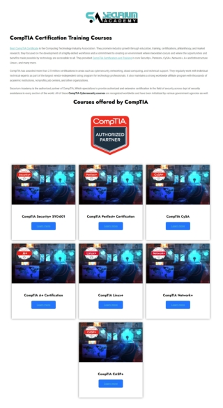 "CompTIA Certification Training Courses "