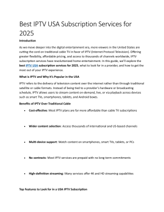 Best IPTV USA Subscription Services for 2025