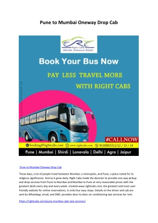 pune to mumbai oneway drop cab