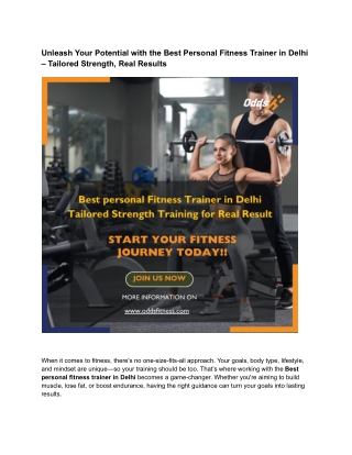 Unleash Your Potential with the Best Personal Fitness Trainer in Delhi – Tailored Strength, Real Results