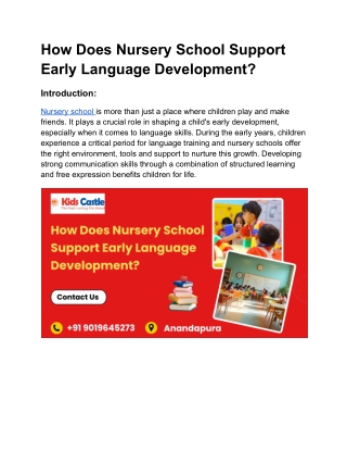how does nursery school support early language