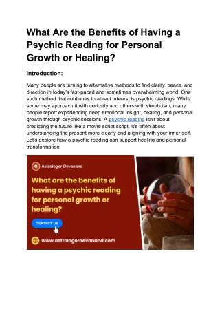 What Are the Benefits of Having a Psychic Reading for Personal Growth or Healing