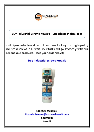 Buy Industrial Screws Kuwait Speedextechnical.com