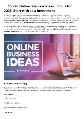 Online Business Ideas