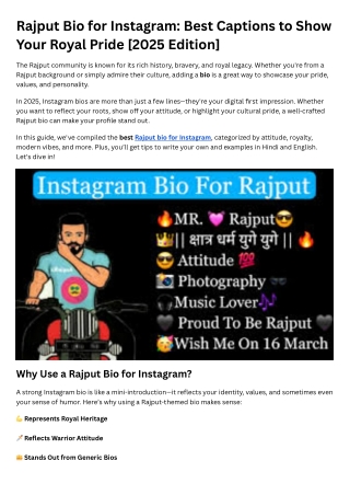 Rajput Bio for Instagram