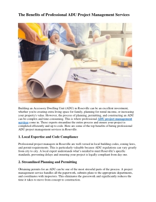 The Benefits of Professional ADU Project Management Services