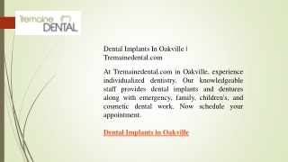 Dental Implants In Oakville  Tremainedental