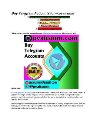 Buy Telegram Accounts form pvaitsmm