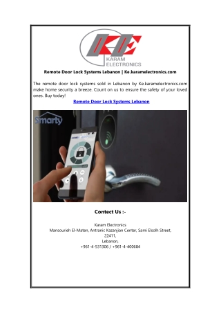 remote door lock systems lebanon