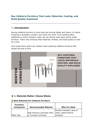 Buy Cafeteria Furniture That Lasts_ Materials, Coating, and Build Quality Explained