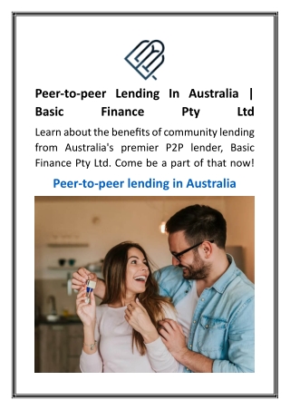 peer to peer lending in australia basic finance