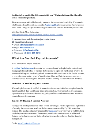 #1  How to Buy Verified PayPal Account: Full PayPal's Potential