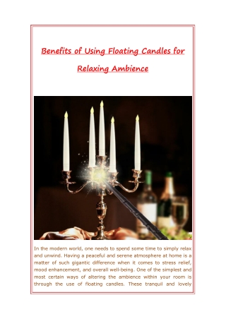 Benefits of Using Floating Candles for Relaxing Ambience
