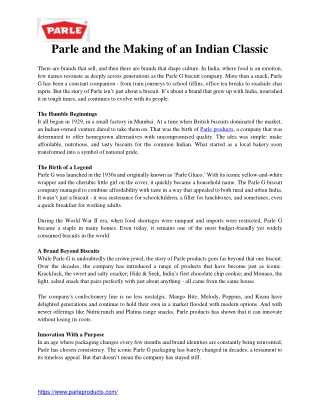 Parle and the Making of an Indian Classic