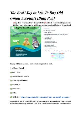 The Best Way in Usa To Buy, Old Gmail Accounts [Bulk Pva]