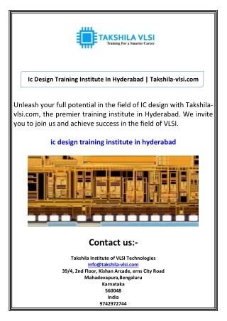 Ic Design Training Institute In Hyderabad Takshila-vlsi.com