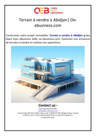 Terrain à vendre à Abidjan| Oe-ebusiness.com