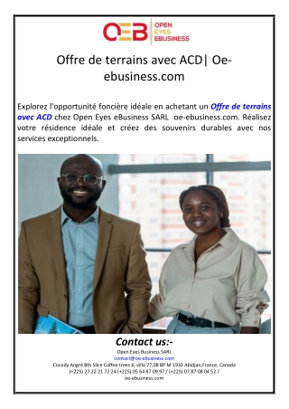 Offre de terrains avec ACD| Oe-ebusiness.com