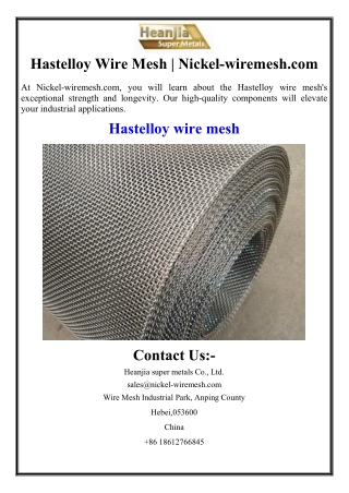Hastelloy Wire Mesh | Nickel-wiremesh.com