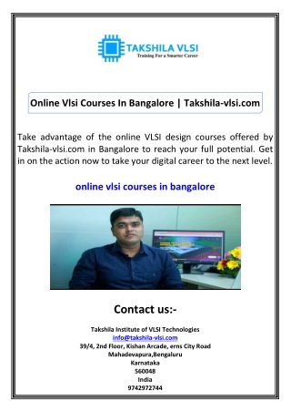Online Vlsi Courses In Bangalore Takshila-vlsi.com