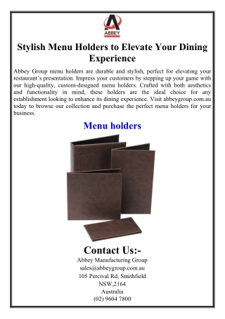 Stylish Menu Holders to Elevate Your Dining Experience