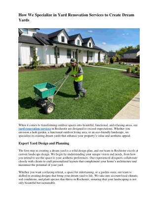 How We Specialize in Yard Renovation Services to Create Dream Yards