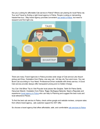 Find the Best Travel Agency for Cab Service in Patna