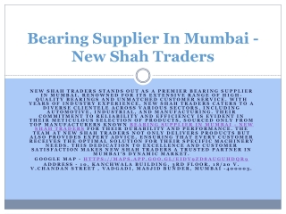 Bearing Supplier In Mumbai - New Shah Traders