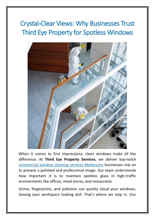 Crystal-Clear Views Why Businesses Trust Third Eye Property for Spotless Windows