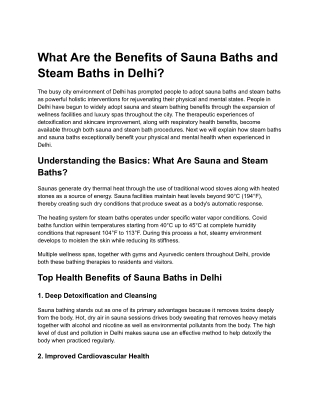 What Are the Benefits of Sauna Baths and Steam Baths in Delhi
