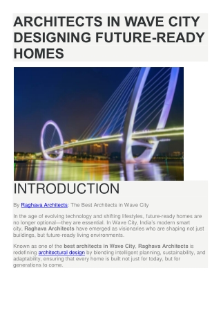 Architects in Wave City Designing Future-Ready Homes