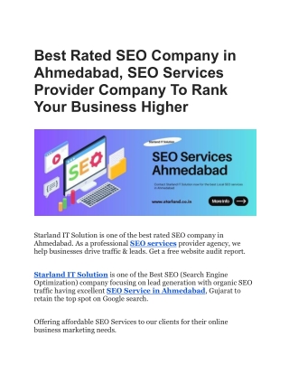 Best Rated SEO Company in Ahmedabad, SEO Services Provider Company To Rank Your Business Higher