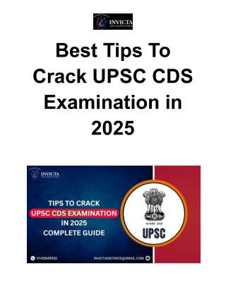 Best Tips To Crack UPSC CDS Examination in 2025