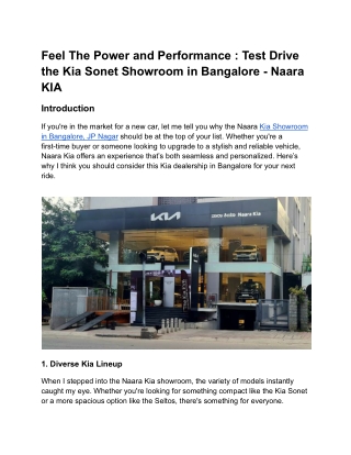 Feel the Power and Performance_ Test Drive the Kia Sonet Showroom in Bangalore - Naara KIA