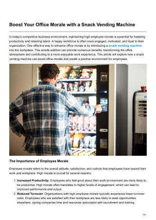 Boost Your Office Morale with a Snack Vending Machine