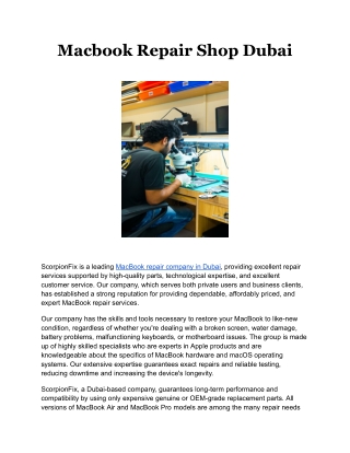 Macbook Repair Shop Dubai