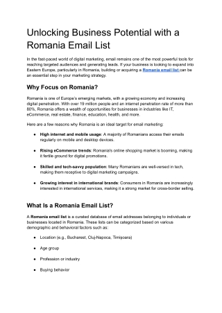 Unlocking Business Potential with a Romania Email List