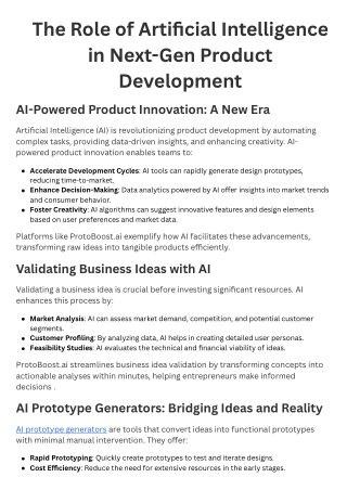 The Role of Artificial Intelligence in Next-Gen Product Development