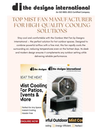 Top Mist Fan Manufacturer for High-Quality Cooling Solutions