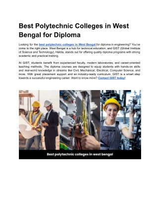 Best Polytechnic Colleges in West Bengal for Diploma