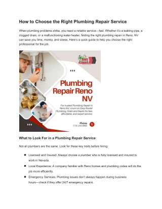 How to Choose the Right Plumbing Repair Service