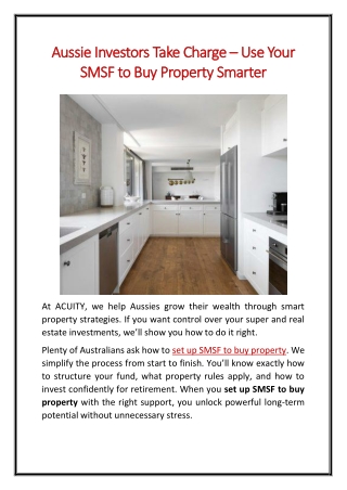 Aussie Investors Take Charge – Use Your SMSF to Buy Property Smarter
