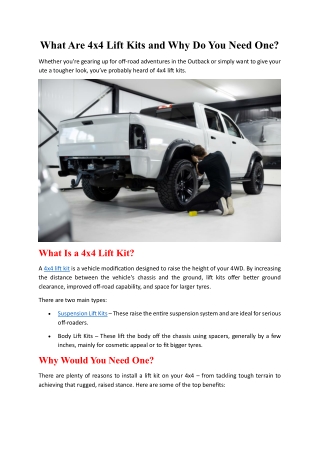 What Are 4x4 Lift Kits and Why Do You Need One?