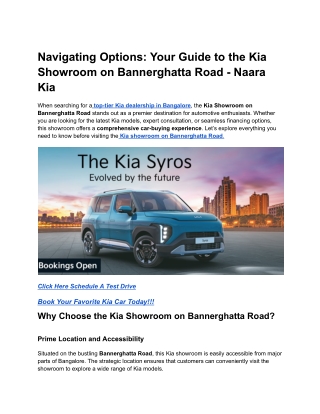 Navigating Options_ Your Guide to the Kia Showroom on Bannerghatta Road - Naara Kia
