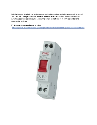 Ensure Seamless Power Switching with CNC 1P Change Over DIN Rail 63A Breaker YCBZ-63
