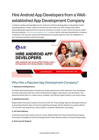 Hire Android App Developers from a Well-established App Development Company