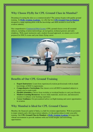 why choose flyby for cpl ground class in mumbai