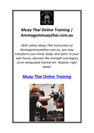Muay Thai Online Training | Ammagymmuaythai.com.au